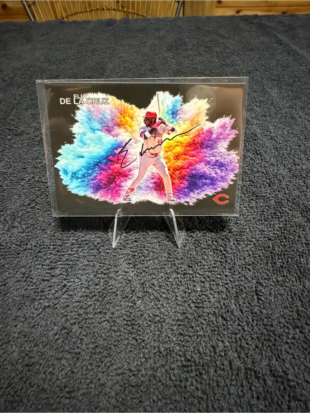 Elly De La Cruz Custom Signed Color Burst Baseball Card